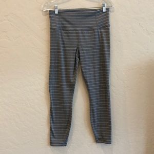 Athleta High Rise Gray and White Striped Leggings